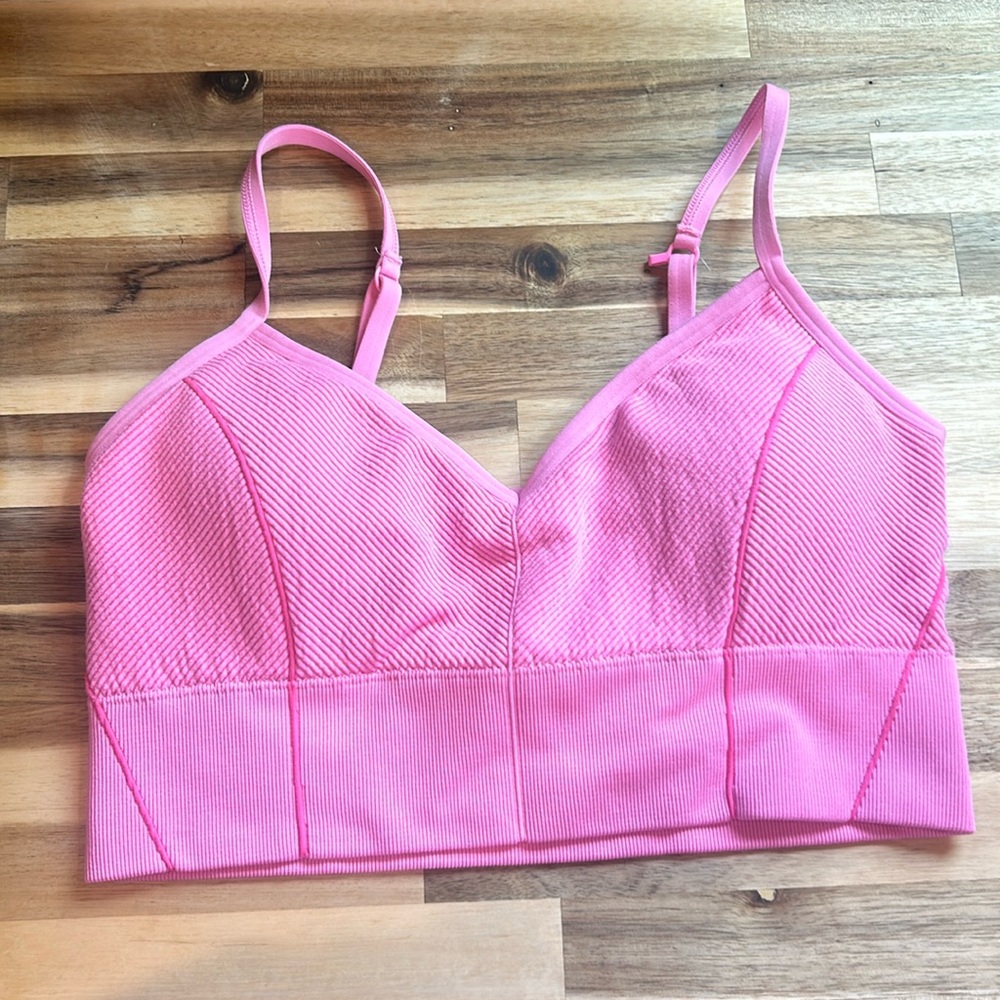 Aerie Ribbed Pink Sports Bra Large
